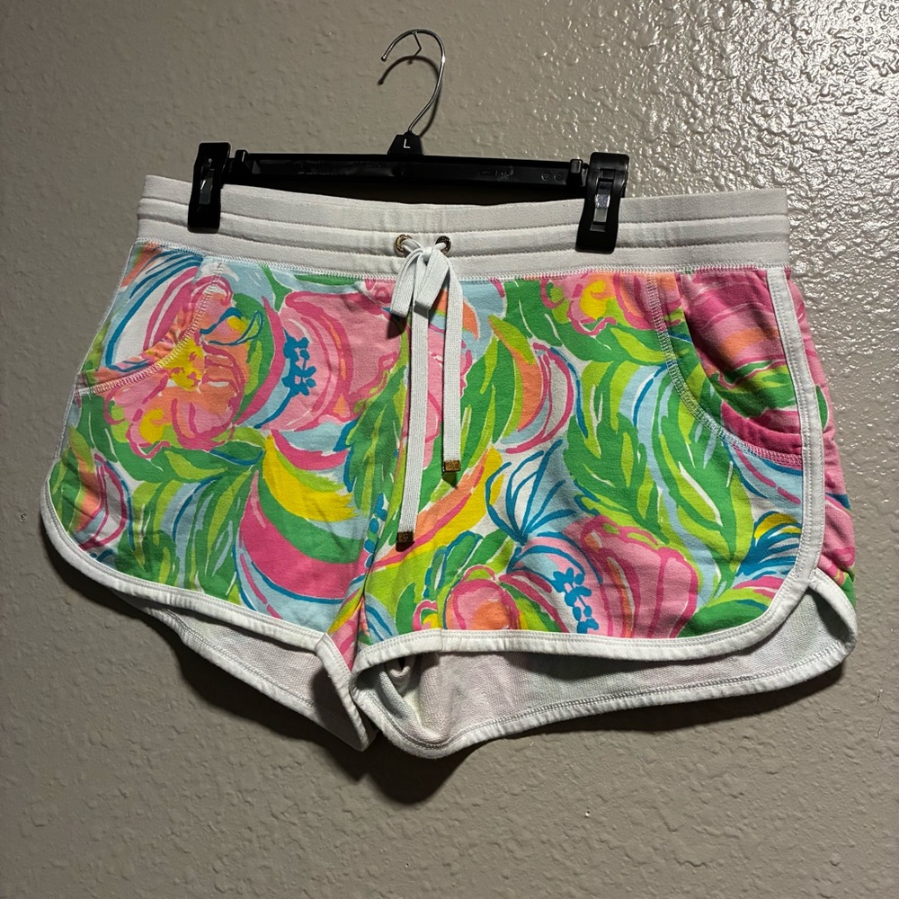 Sz Large Lilly Pulitzer Chrissy Beach Shorts Womens Colorful Preppy Cotton Pink